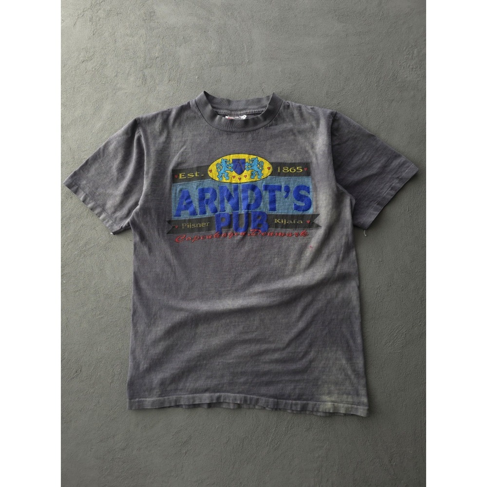 Vintage 90s Arndt's Pub Grey Single Stitch Cotton T-shirt Oneita Power-T L USA